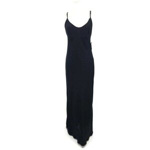 New Flynn Skye Maxi Slip Dress Womens XS Solid Black Rayon